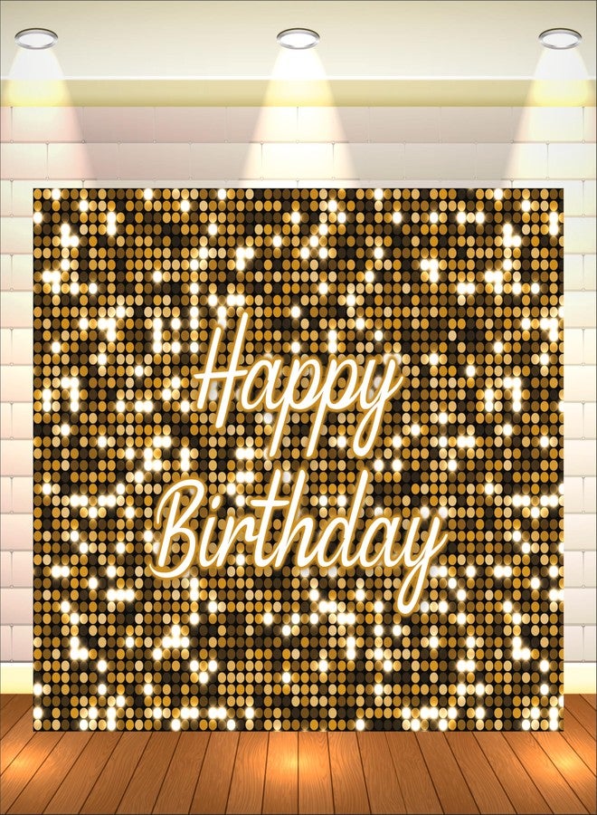 Party Baazaar Golden Birthday Backdrop 5x4 Ft | Backdrops for Decoration | Birthday Decoration Backdrop | Banner for Kids Theme Party - Image 1